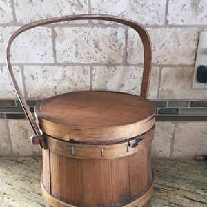 Rustic Wooden Bucket with Handle
